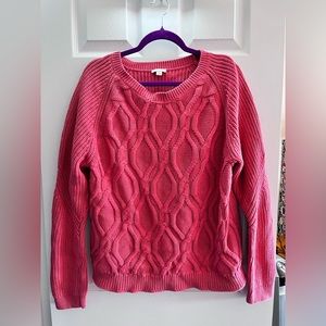 GAP cable knit, rose pink, crewneck sweater